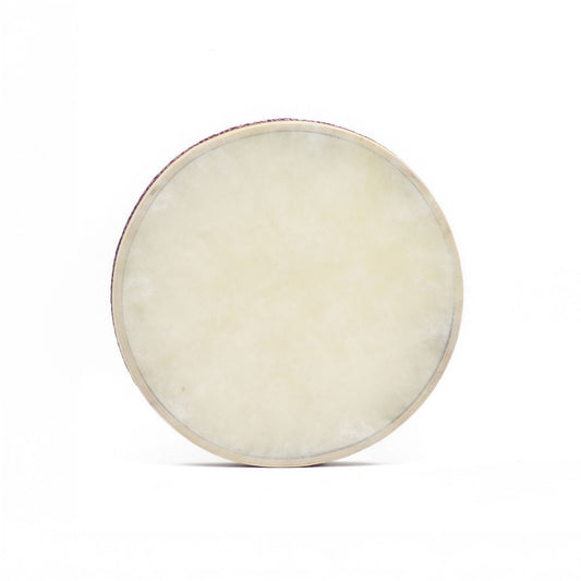 Goatskin Shamanic Ocean Drum – 35CM, vista frontal del tambor artesanal de piel de cabra con marco redondo