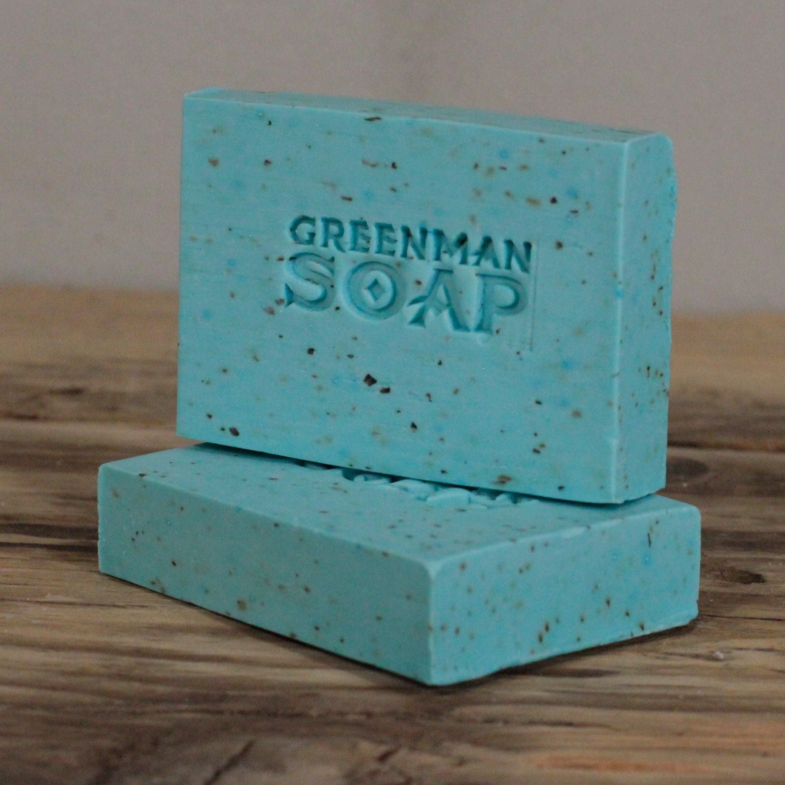 Alt Tag: Morning Fresh Soap Bar – 100G handcrafted bar soap with frankincense and bergamot scent, Greenman Soap, blue speckled bars