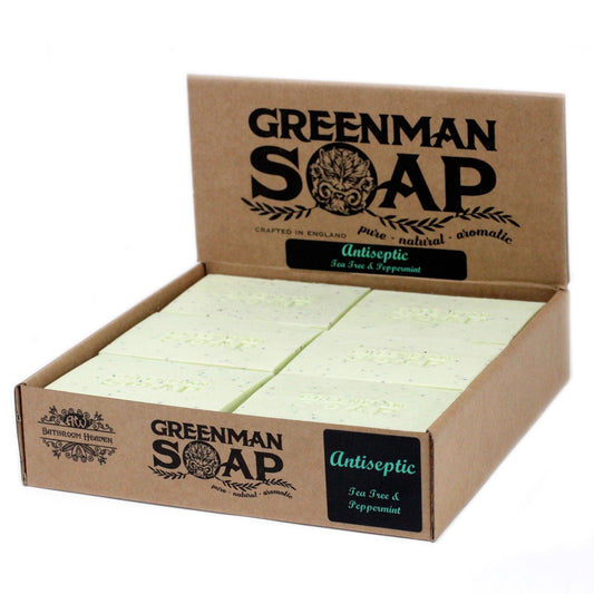 Cleansing Spot Attack Soap Bar – 100G jabón artesanal con aceites esenciales de árbol de té y menta, 100 g en caja Greenman Soap
