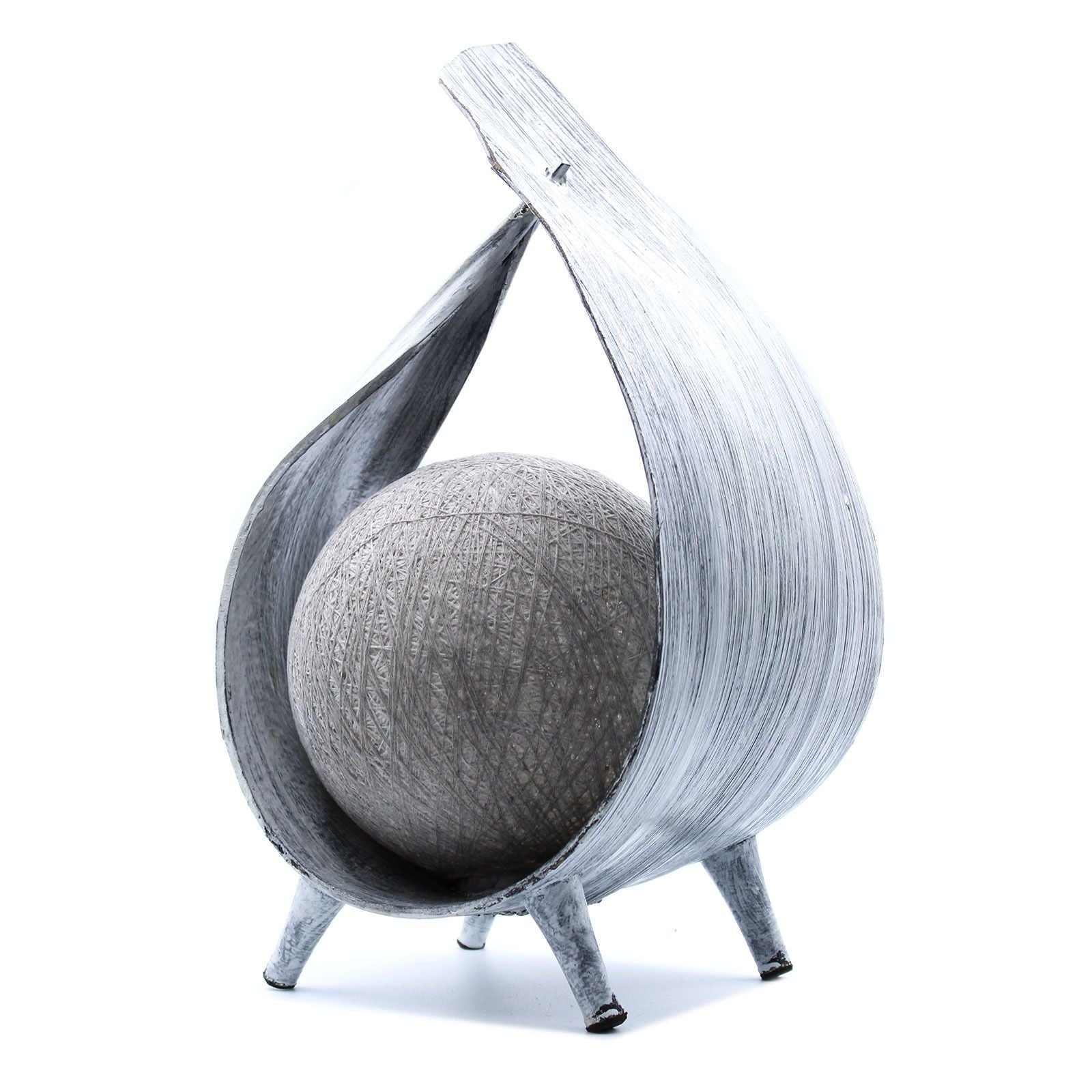 Greywash Coconut Leaf Lamp – Stilren 6x4 CM-design, dekorativ lampa med kokosblad i greywash-finish och sfärisk lampskärm