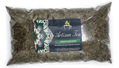 Gunpowder Green Tea Blend – 1 KG Mint & Roses bolsa de té artesanal con hojas de té verde gunpowder, menta y pétalos de rosa