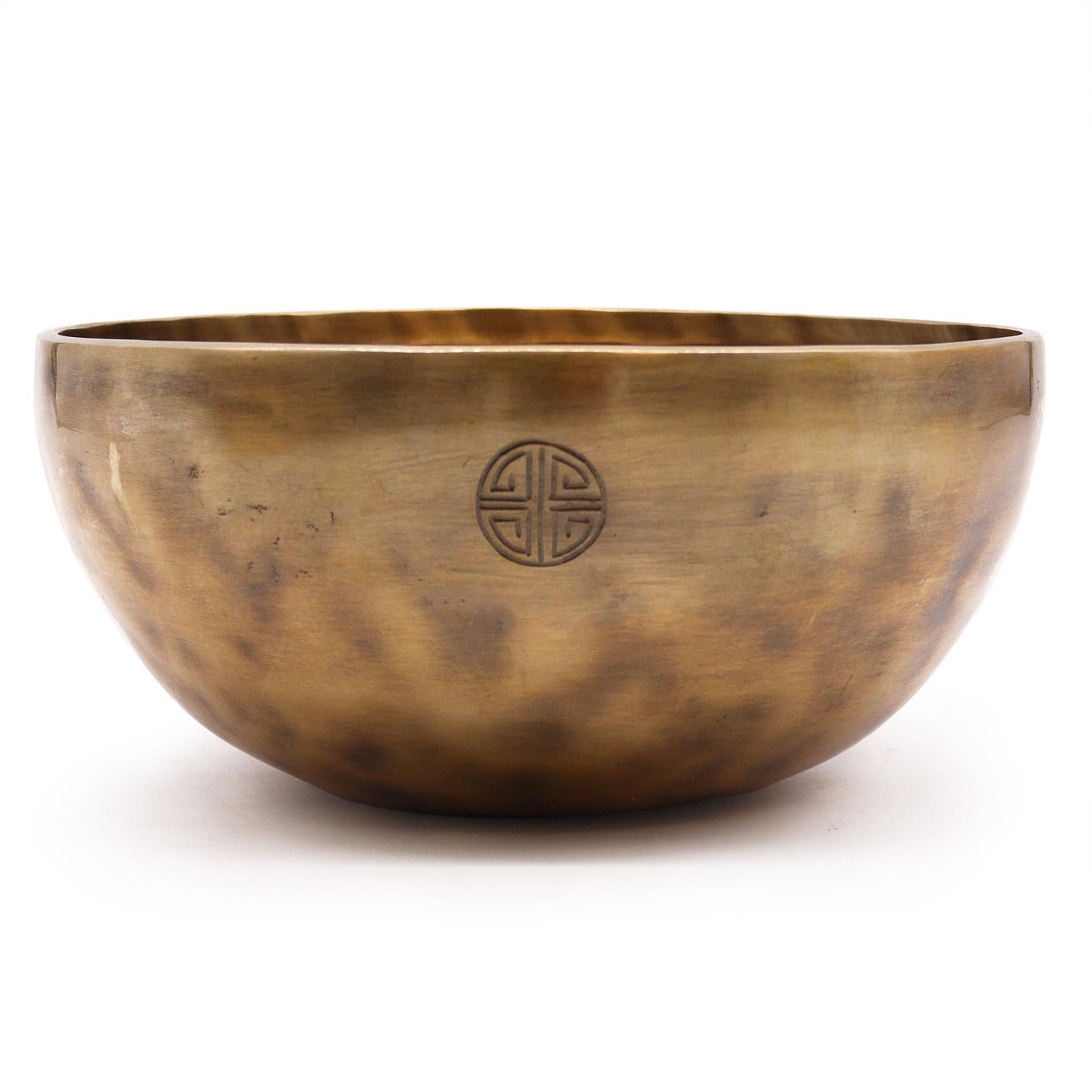 Alt Tag: Handcrafted Brass Singing Bowl – Extra Large 22CM, 22cm handcrafted brass Tibetan singing bowl with engraved symbol, extra-large 1450g