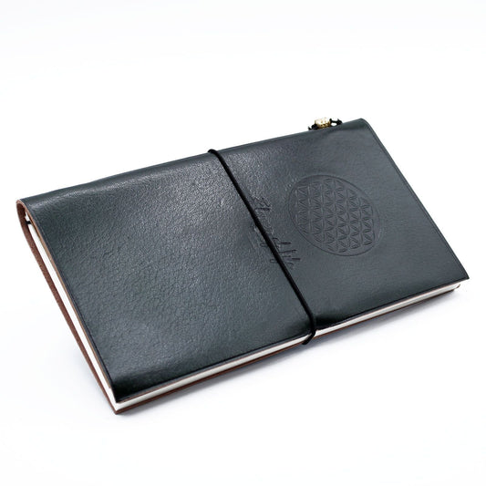 Handcrafted Green Leather Journal – 80 Pages, leather notebook with elastic band closure and embossed cover design