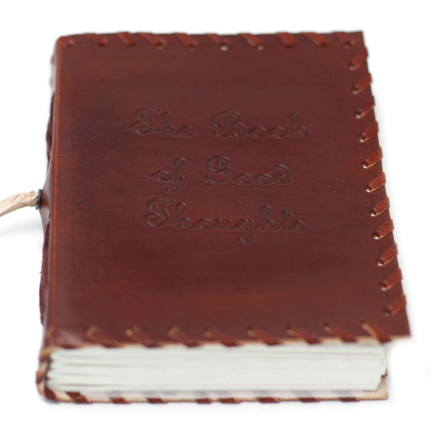 Handgjord anteckningsbok med läderomslag – 12x15.5 CM vintagebrun läderjournal med lindat omslag, sydda kanter och präglat omslag, kompakt format