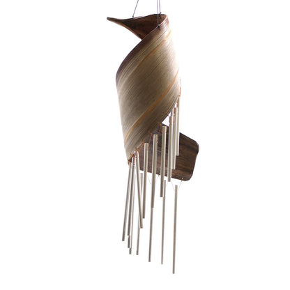 Handmade Coconut Leaf Wind Chimes – 50x13 CM coconut leaf and metal wind chime hanging decor, Bali handmade