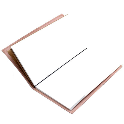 Alt Tag: Handmade Leather Journal – True Friends Brown – 80 Pages open view showing blank recycled paper pages