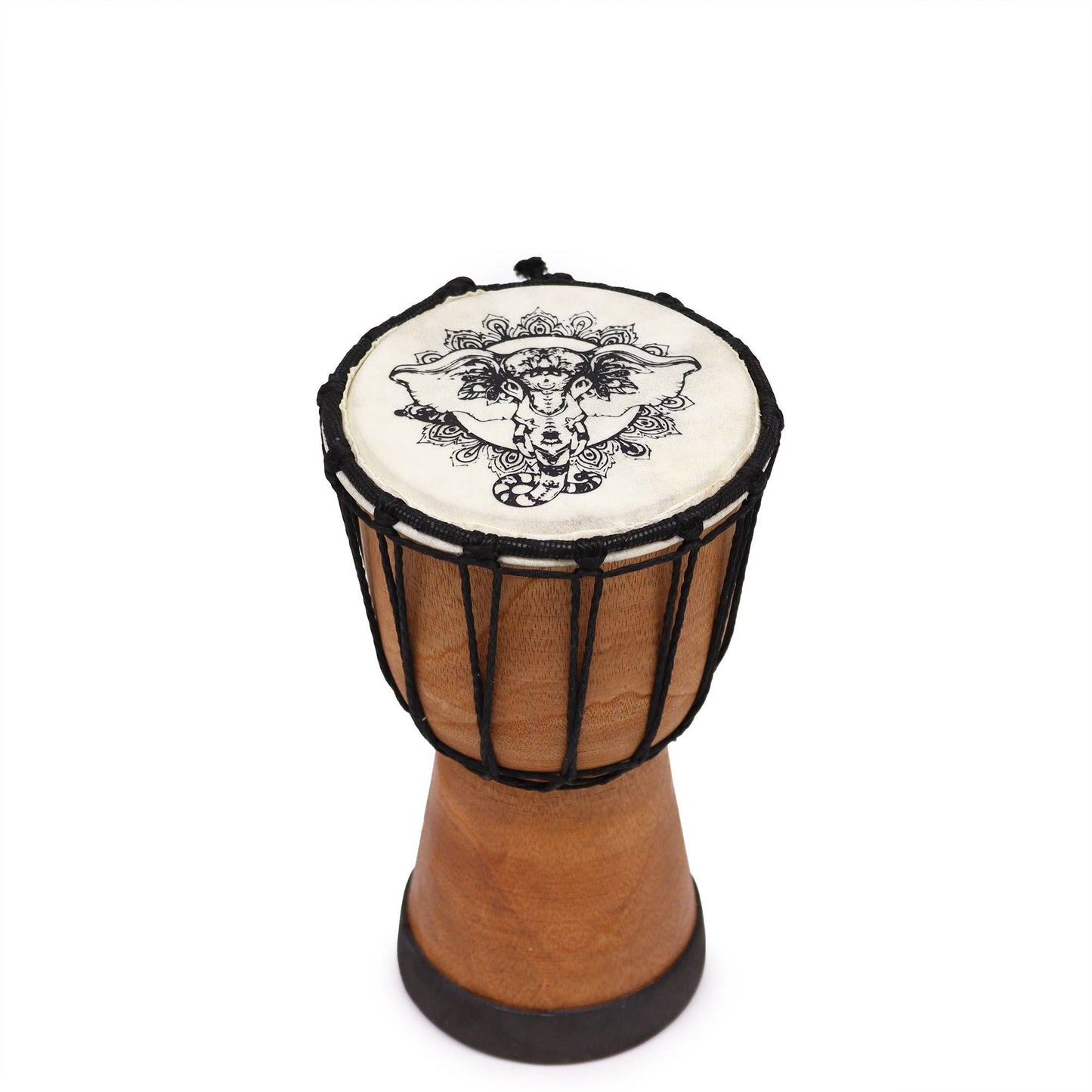 Handmade Wide Top Djembe Drum – 20 CM with natural goatskin head, rope tuning and carved wooden shell, wide playing surface