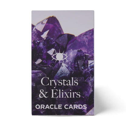 Harmonizing Energy Oracle Cards – Insightful Deck caja Crystals & Elixirs Oracle Cards con diseño de cristales morados