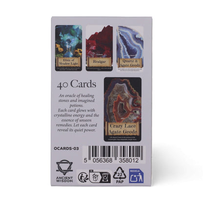 Harmonizing Energy Oracle Cards – Insightful Deck caja posterior con 40 cards y arte de cristales, marca Ancient Wisdom