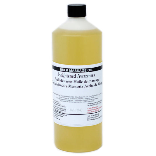 Alt Tag: Heighten Awareness Massage Oil – 1 KG flaska massageolja i storpack med lätt textur och mjukt glid, för professionellt bruk