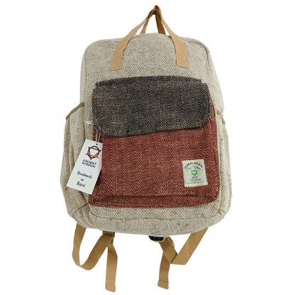 Äventyrsryggsäck i hampa och bomull – Kathmandu Design beige ryggsäck i hampa- och bomullscanvas med framficka och remmar
