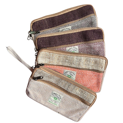 Hemp Zip Pouch – Phone, Make-up & Anything (Assorted) handmade hemp-cotton canvas zip pouches with assorted patterns