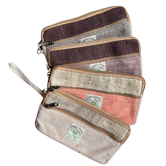 Hemp Zip Pouch – Phone, Make-up & Anything (Assorted) handmade hemp-cotton canvas zip pouches with assorted patterns