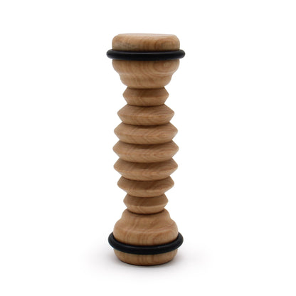 Alt Tag: Hemu Wood Foot Massager – 14x4.5 CM wooden foot roller with grooved design, compact handheld massage tool