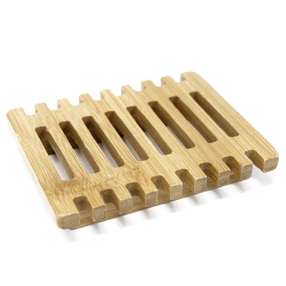 Alt Tag: Hemu Wood Soap Dish – Piano Style slotted wooden soap dish with drainage design for bathroom countertop