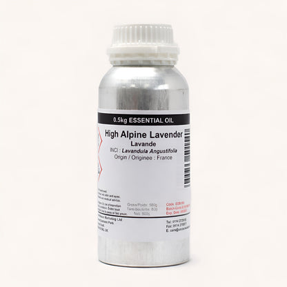 Alt Tag: Lavender Essential Oil – 500G High Alpine bottle, High Alpine Lavender essential oil 0.5kg, Lavandula Angustifolia, origin France