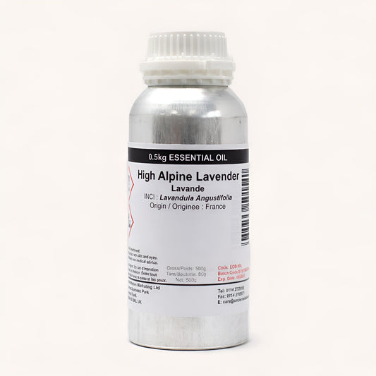 Alt Tag: Lavender Essential Oil – 500G High Alpine bottle, High Alpine Lavender essential oil 0.5kg, Lavandula Angustifolia, origin France