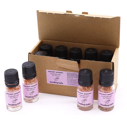 Alt Tag: Himalayan Aromaaroma Smelling Salt – 6.2x2.4 CM frascos de sales aromáticas en caja, mezcla de lavanda, naranja, melisa y incienso