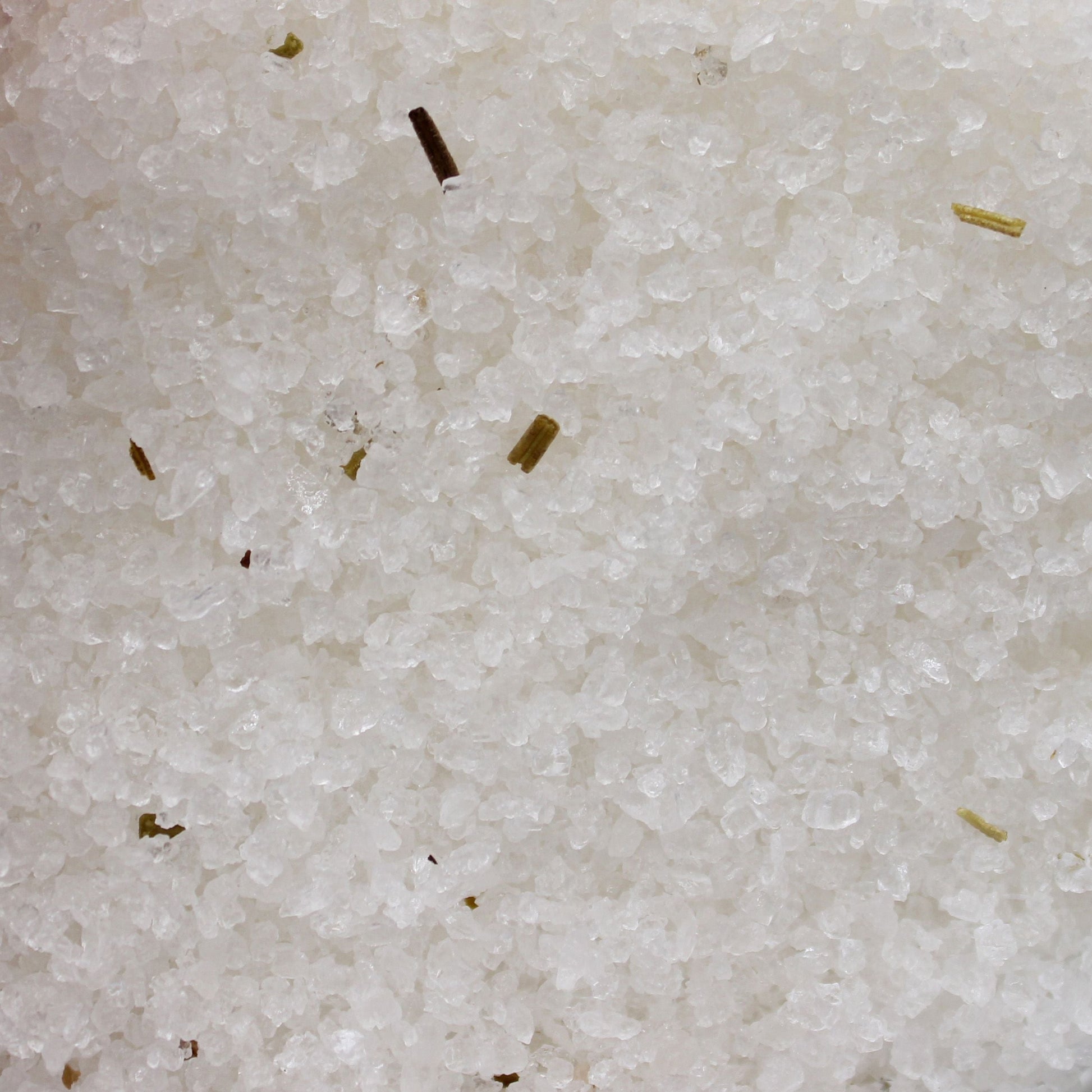 Alt Tag: Himalayan Clarity Bath Salt Blend – 500G close-up of mineral bath salt crystals with rosemary and clary sage pieces