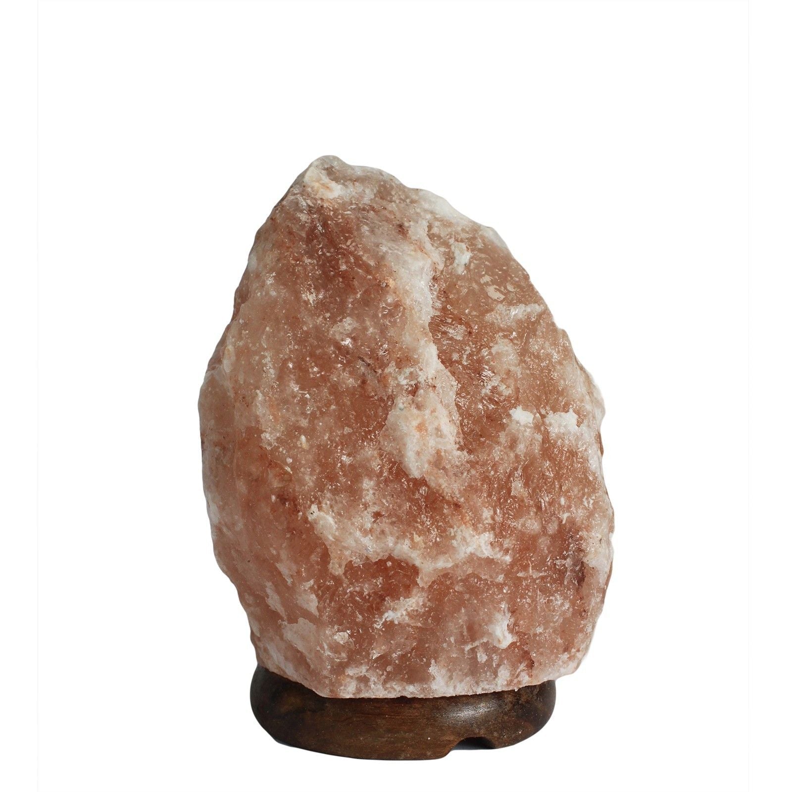 Lámpara de sal de cristal del Himalaya – lámpara de roca de sal rosa natural de 1,5–2KG con base de madera, luz decorativa ambiental cálida