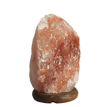 Himalayan Crystal Salt Lamp – 2–3 KG, lámpara de sal del Himalaya tallada a mano con base de madera, color rosa natural