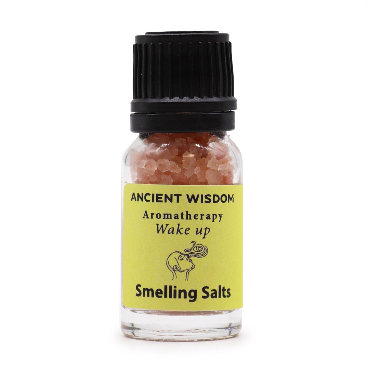 Himalayan Salt Aromarelax  Smelling Salts – Wake-Up Blend bottle with Himalayan salt crystals, Wake up aromatherapy label, Ancient Wisdom