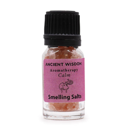 Himalayan Salt Aromaaroma Smelling Salts – 6.2x2.4 CM bottle with pink label “Ancient Wisdom Aromatherapy Calm”