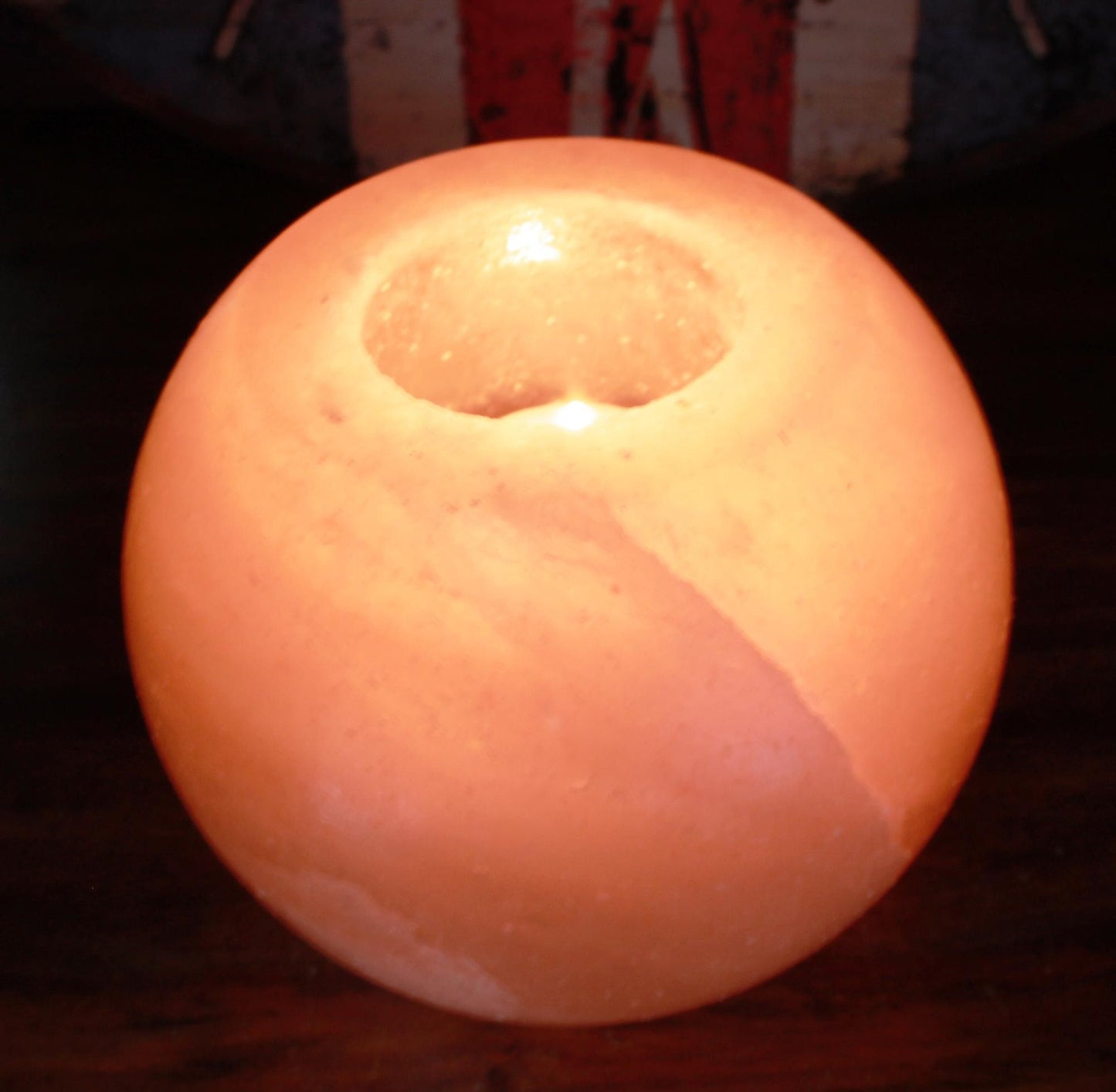 Alt Tag: Himalaya Salt Candle Holder – 12x12 CM de sal del Himalaya en forma redonda, portavelas con luz cálida, decoración para mesa