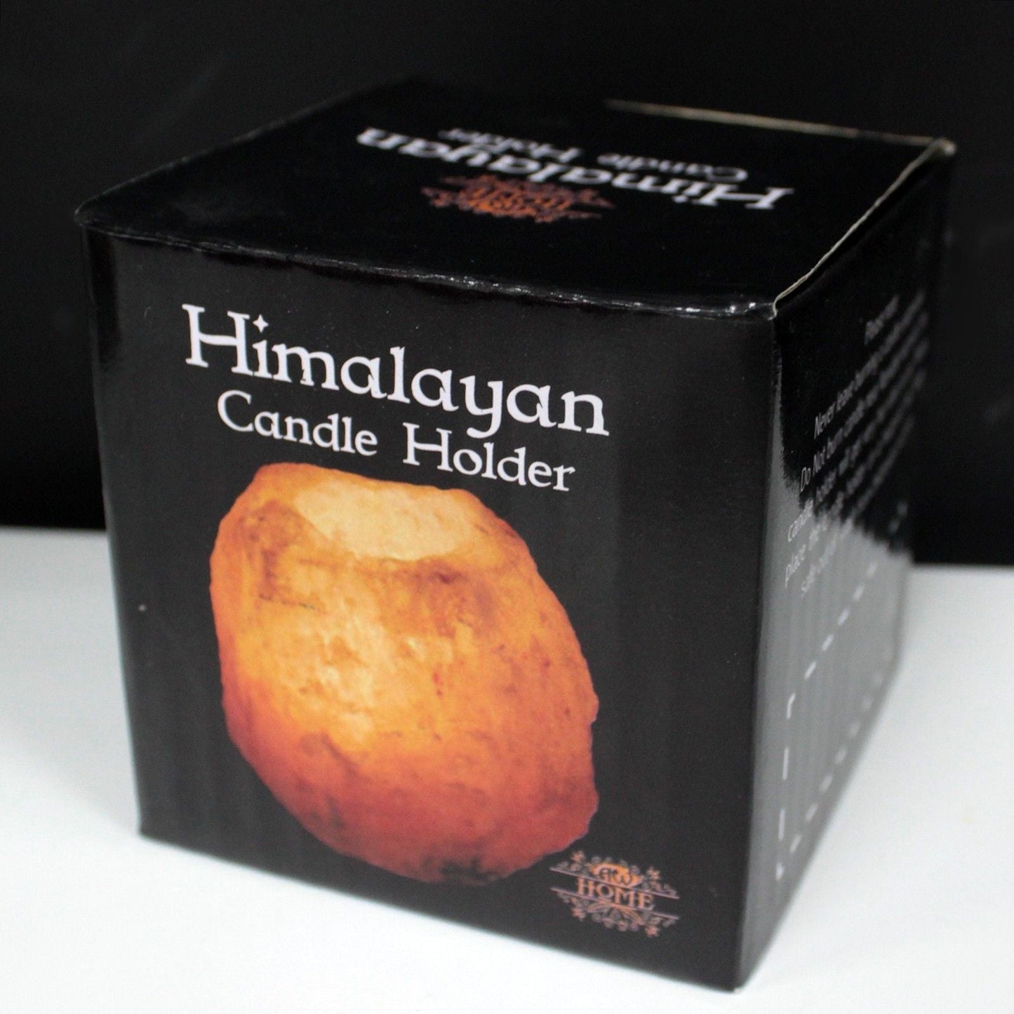 Alt Tag: Förpackning till Himalaya-saltljusstake – produktbox 10x10x10 CM med foto av en Himalaya-saltljusstake