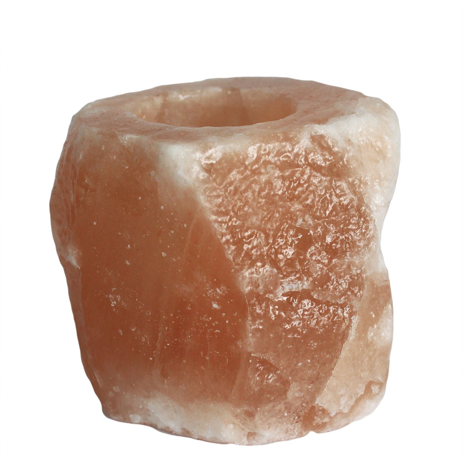 Himalayan Salt Candle Holder – 10x10x10 CM, naturlig ljusstake i Himalayasalt med rustik finish i rosa ton