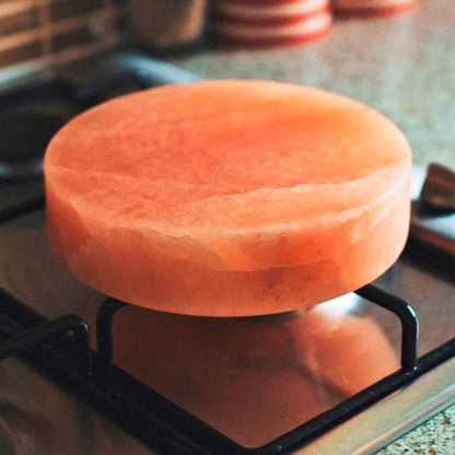 Himalayan Salt Cooking Plate – Round (20 × 20 × 5 CM) runt rosa saltblock för spisen – för grillning, bryning och servering