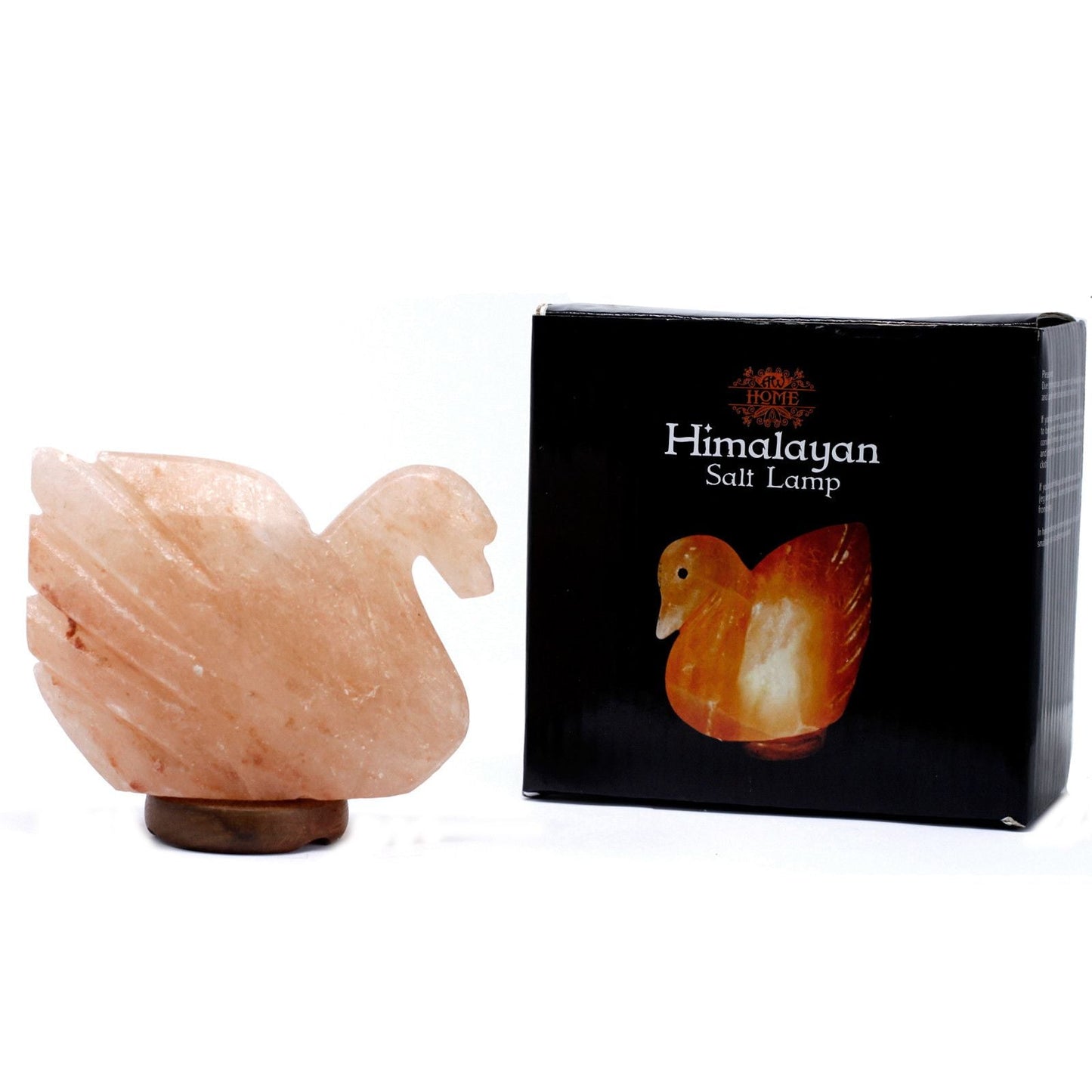 Himalayasaltfigur – Svanform 7,5x12,5x18CM handskuren saltkristsvanelampa med produktförpackning
