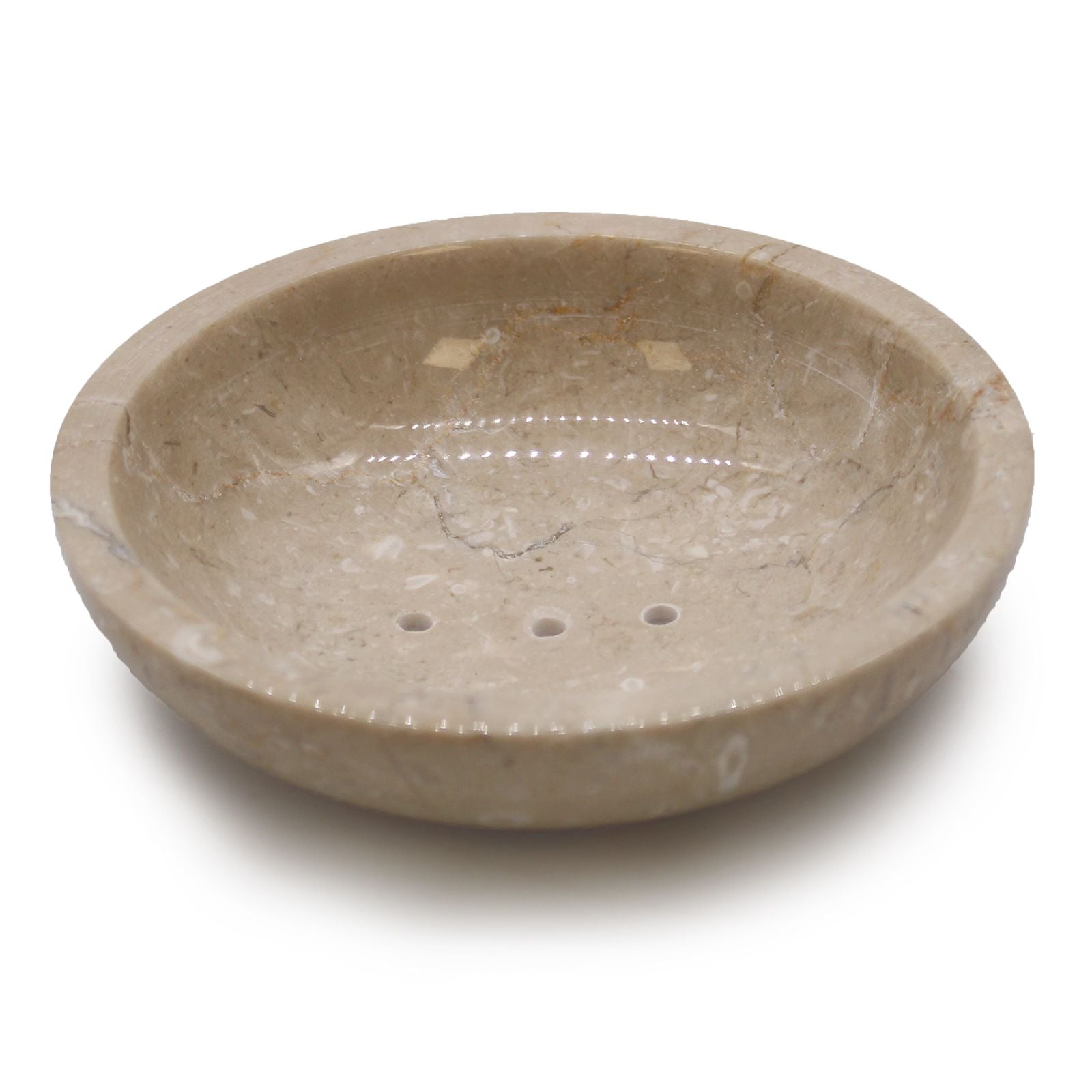 Alt Tag: Honey Marble Stone Soap Dish – 11.5x11.5 CM round honey-toned marble soap dish with raised base and drainage holes