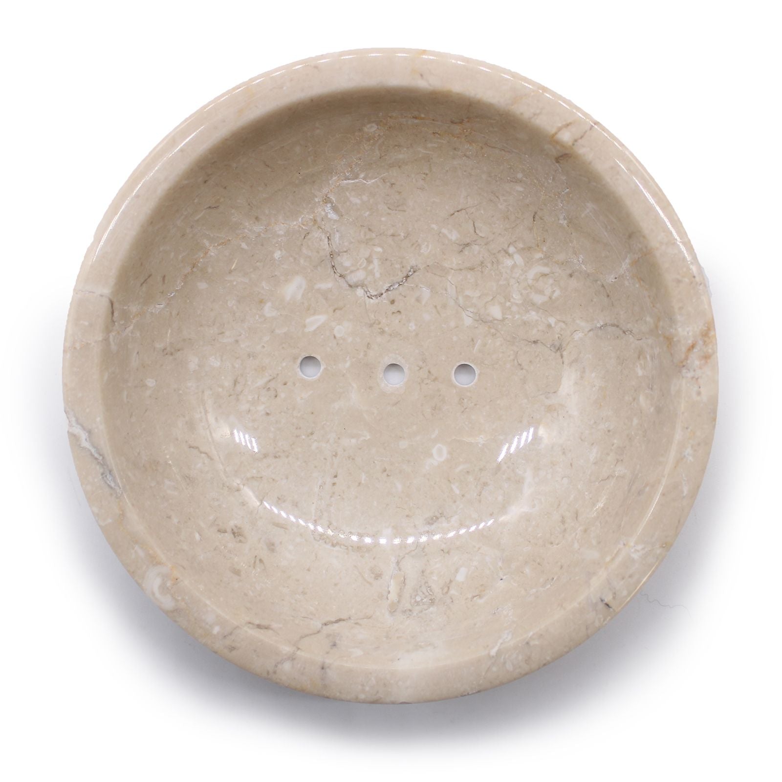 Alt Tag: Honey Marble Stone Soap Dish – 11.5x11.5 CM, round honey-toned marble soap holder with drainage holes