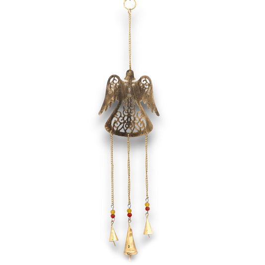 Iron Angel Indian Chimes – 14x60 CM vindspel i Iron Angel-design med tre hängande klockor och pärldetaljer, för inredning i hemmet eller på uteplatsen