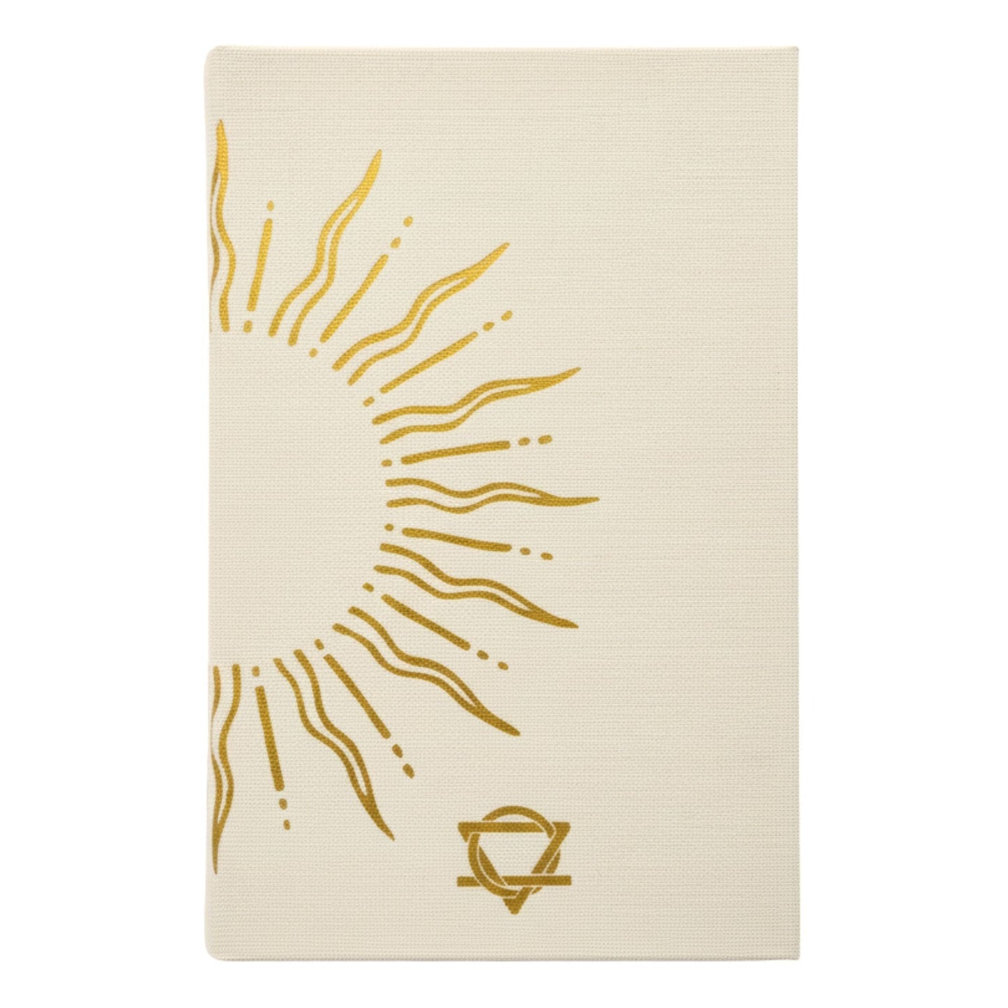Alt Tag: Ivory Gratitude Journal with Gold Lining – 120 Pages – My Days Are Full of Sun ivory cover with gold sun illustration
