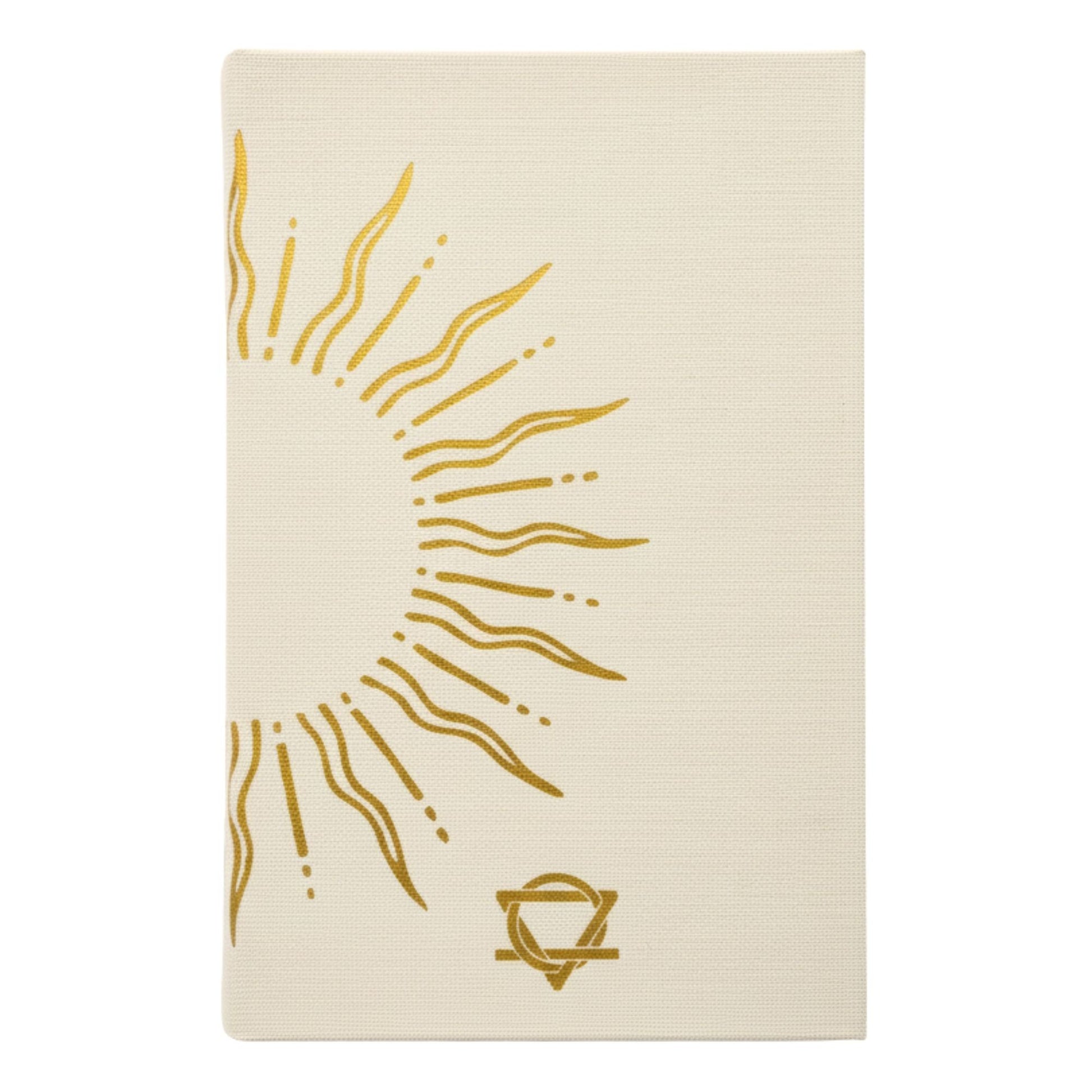 Alt Tag: Ivory Gratitude Journal with Gold Lining – 120 Pages – My Days Are Full of Sun ivory cover with gold sun illustration