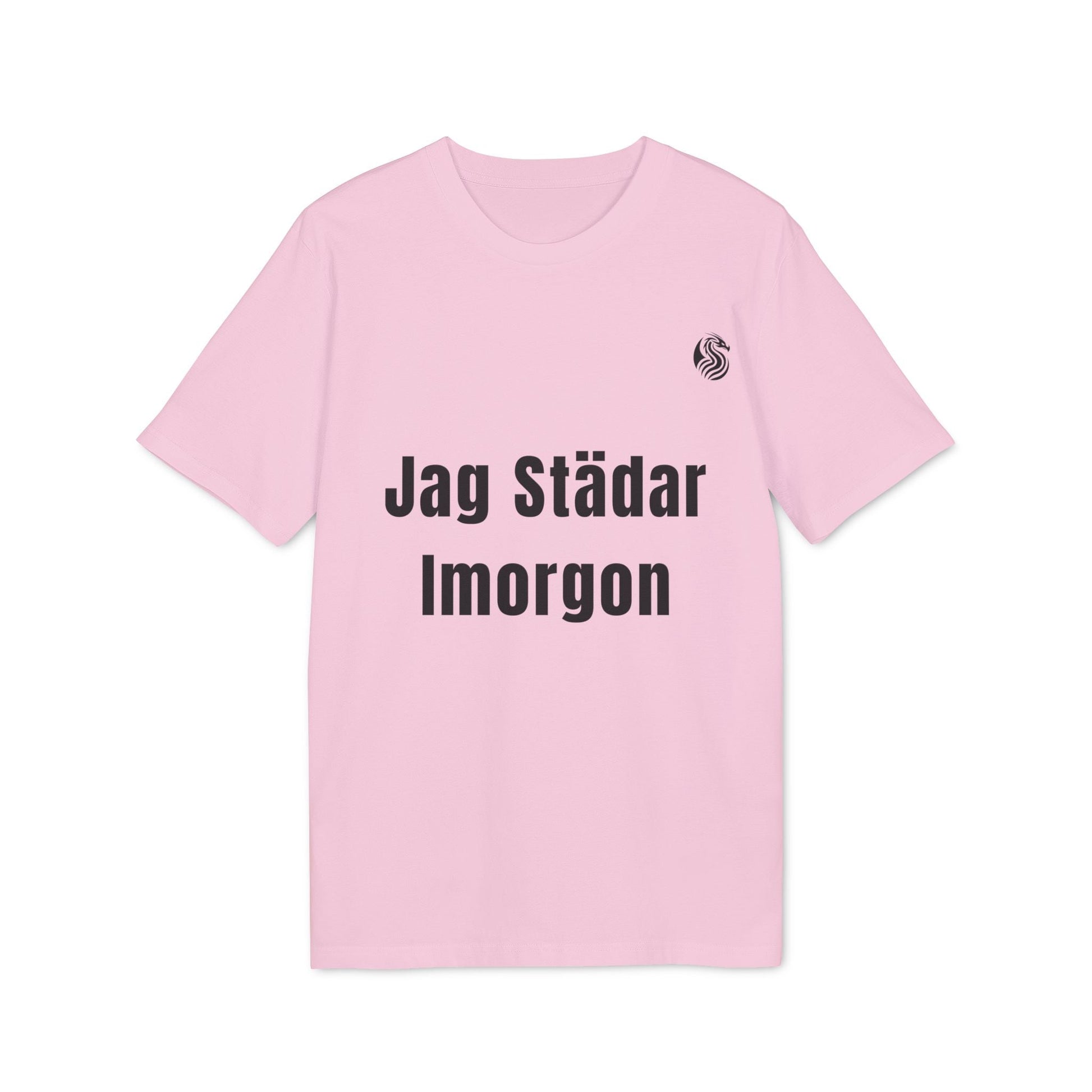 Alt Tag: Jag Städar Imorgon Ungdom 100% Organic Cotton T-Shirt i rosa med texten "Jag Städar Imorgon" framtill