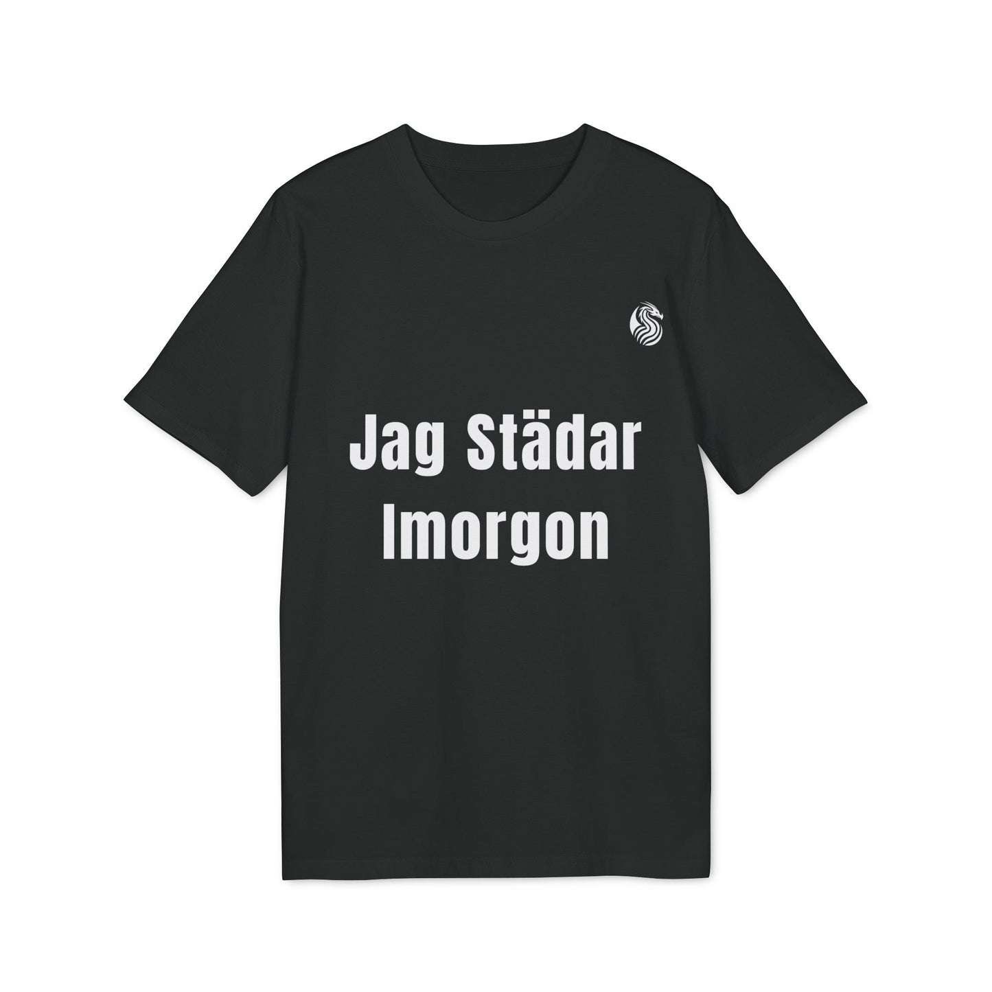 Jag Städar Imorgon Ungdom 100% Organic Cotton T-Shirt black youth tee with “Jag Städar Imorgon” text print