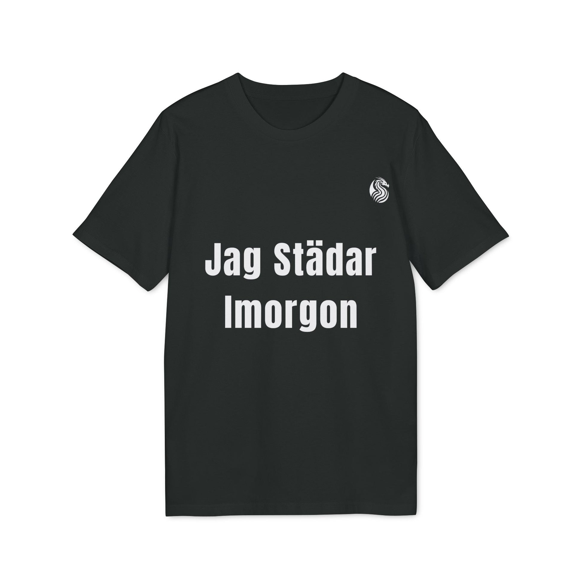 Jag Städar Imorgon Ungdom 100% Organic Cotton T-Shirt black youth tee with “Jag Städar Imorgon” text print