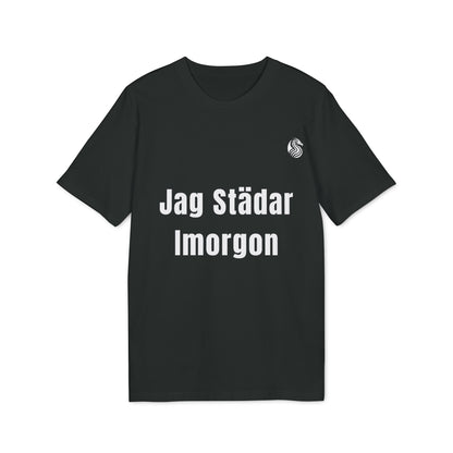 Jag Städar Imorgon Ungdom 100% Organic Cotton T-Shirt black youth tee with “Jag Städar Imorgon” text print