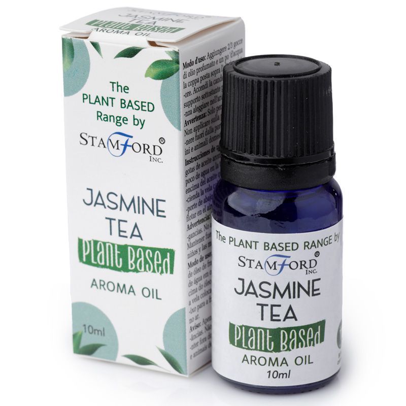 Alt Tag: Jasmine Tea Aroma Oil – 44 G botella de aroma oil plant based de jazmín con caja, marca Stamford