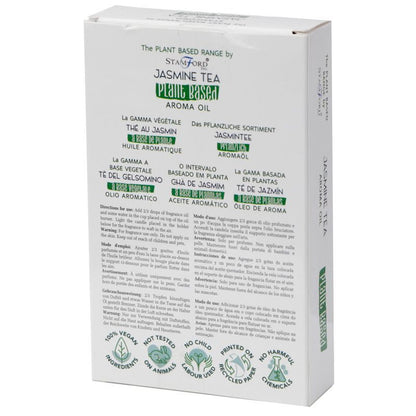 Jasmine Tea Aroma Oil – 44 G en caja, aceite aromático vegetal Stamford Jasmine Tea, empaque blanco con texto multilingüe