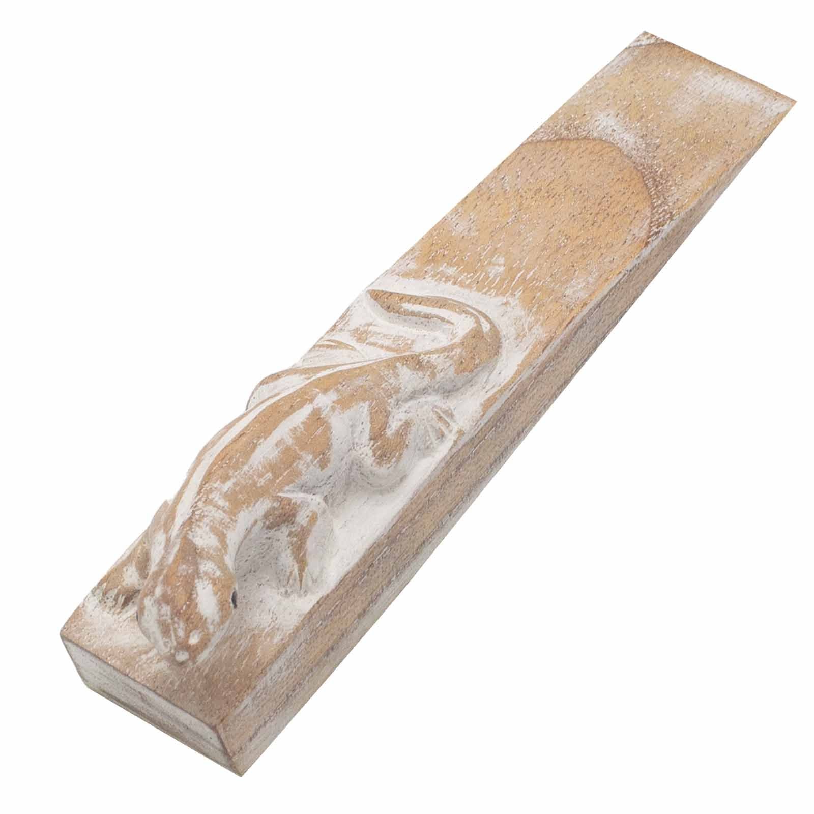 Jempines Wood Gecko Doorstop – 16x4x4.5 CM hand-carved wooden gecko door wedge, natural finish, home decor