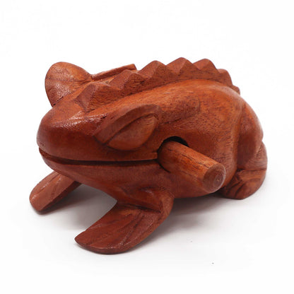 Alt Tag: Jempinis Wood Croaking Frog – Large 13 CM hand-carved Balinese wooden frog percussion instrument, 13 cm decorative sound maker