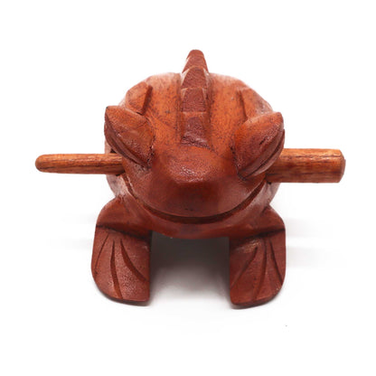 Alt Tag: Jempinis Wood Croaking Frog – Large 13 CM hand-carved wooden frog instrument, Bali decor, croaking sound, 13 cm
