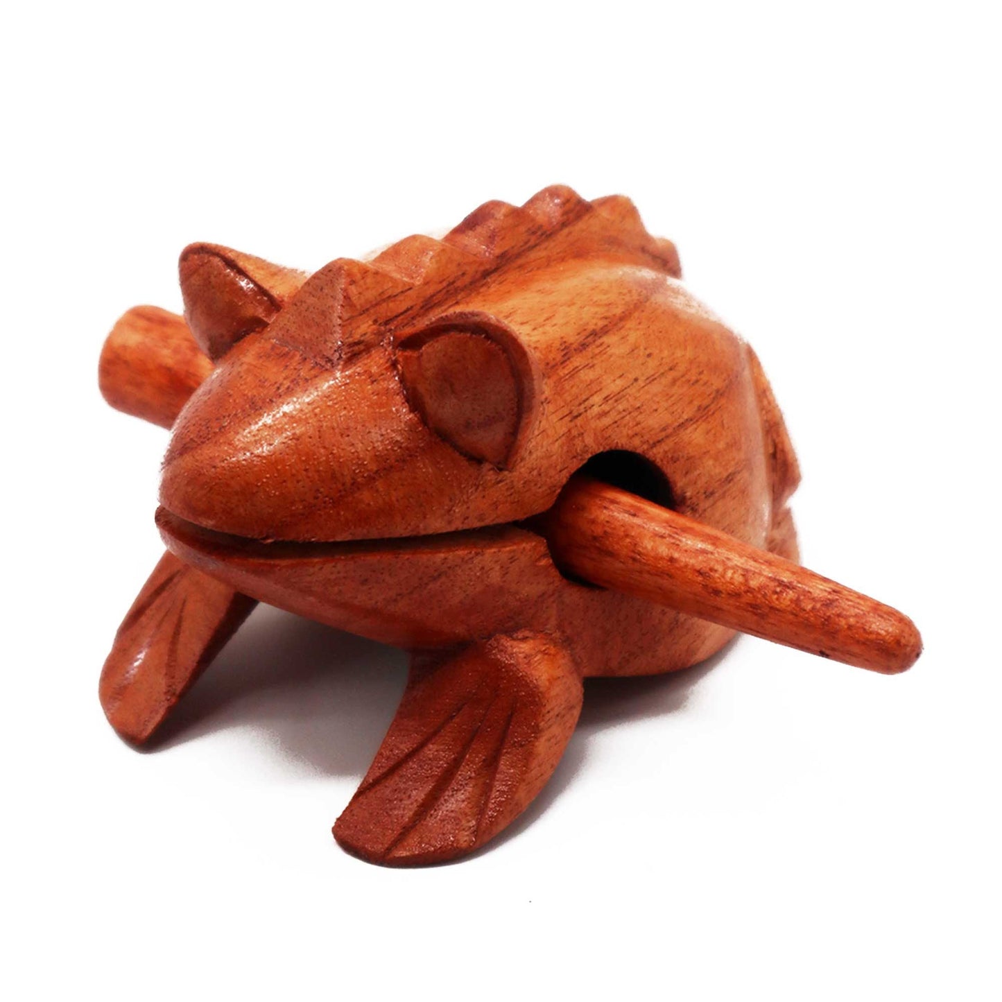 Alt Tag: Jempinis Wooden Frog Instrument – 6 CM handcrafted wooden frog percussion with scraper stick, Bali-inspired decor