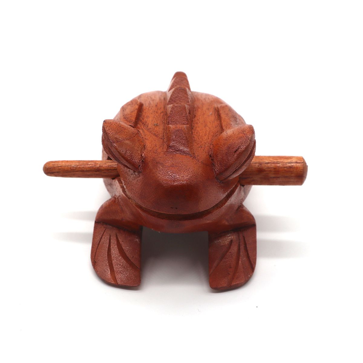 Jempinis Wooden Frog Instrument – 6 CM, handcrafted Balinese wooden frog percussion instrument on white background