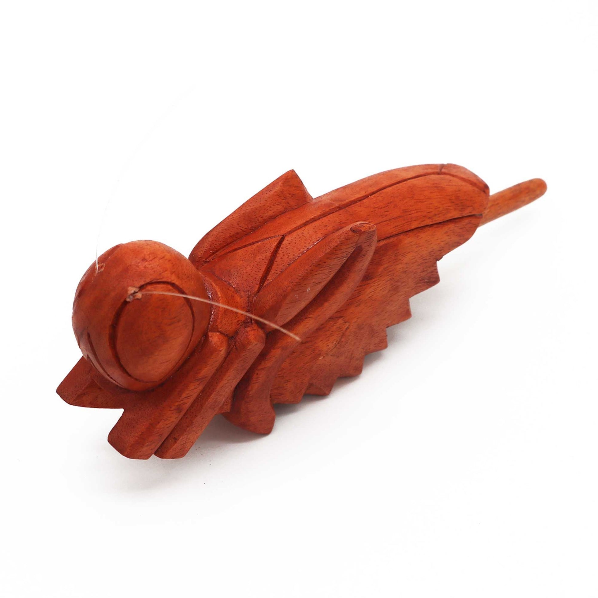 Jempinis Wooden Grasshopper – 16.5x7 CM handmade wooden grasshopper chirping decor, natural jempinis wood finish