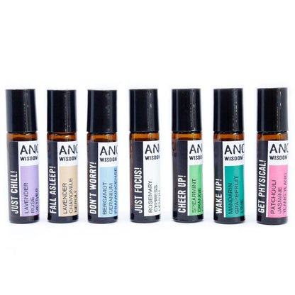 Just Chill Roll-On Essential Oil Blend – 10ML bottle with roll-on applicator, lavender, vetiver and rose essential oil blend, 10ml